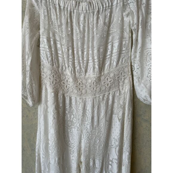 Farm Rio for Anthropology Elliott off the shoulder white lace jumpsuit - Picture 8 of 11